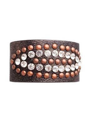 Sparkling Gunmetal Crystal-Stud Cuff Bracelet